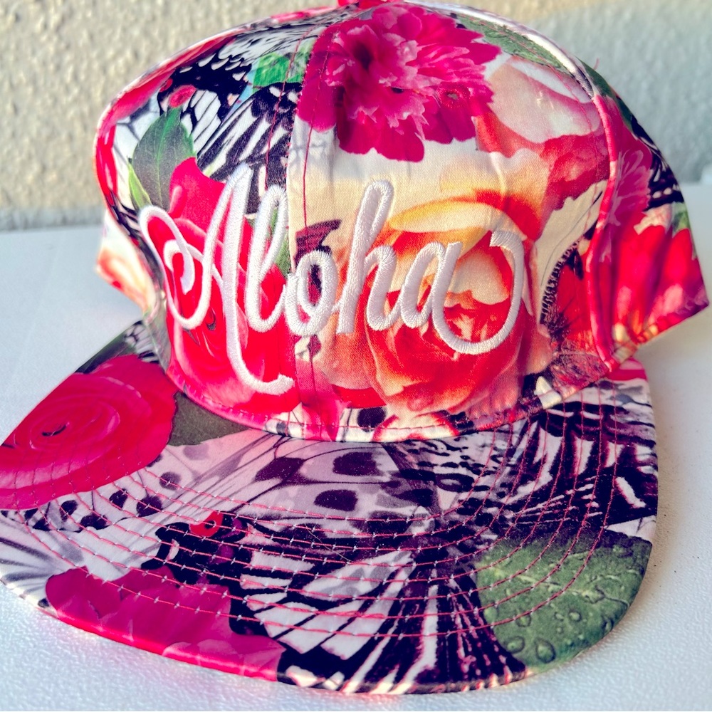 Hawaiian Aloha Floral Hat, Unisex, Adjustable